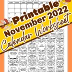 Printable November 2022 calendar worksheets.