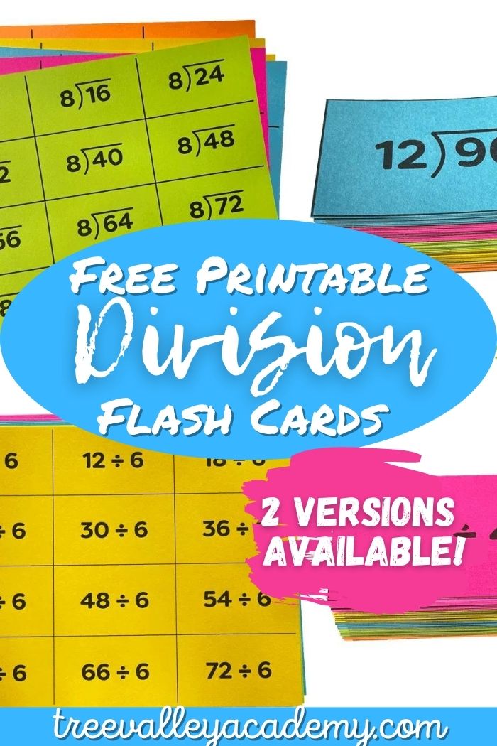 Free Printable Division Flash Cards 0 12 With Answers On The Back