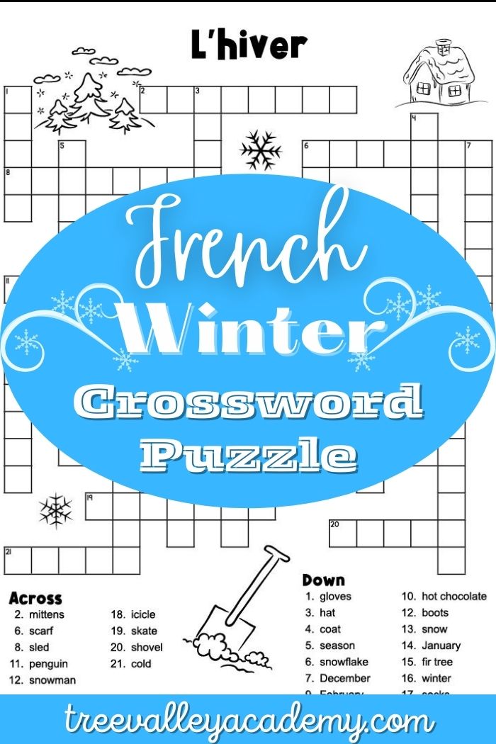 French Winter Crossword Puzzle Tree Valley Academy French Winter Crossword Puzzle Tree Valley Academy