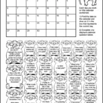 This calendar worksheet has a calendar for the month of November 2022. It also has 24 elephant images each containing a calendar question for kids to answer. Kids can color each elephant after they've answered its calendar question.