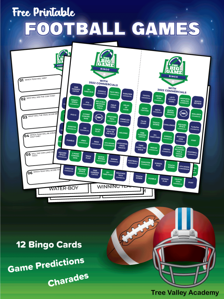 Printable Football Party Games to Play During The Big Game