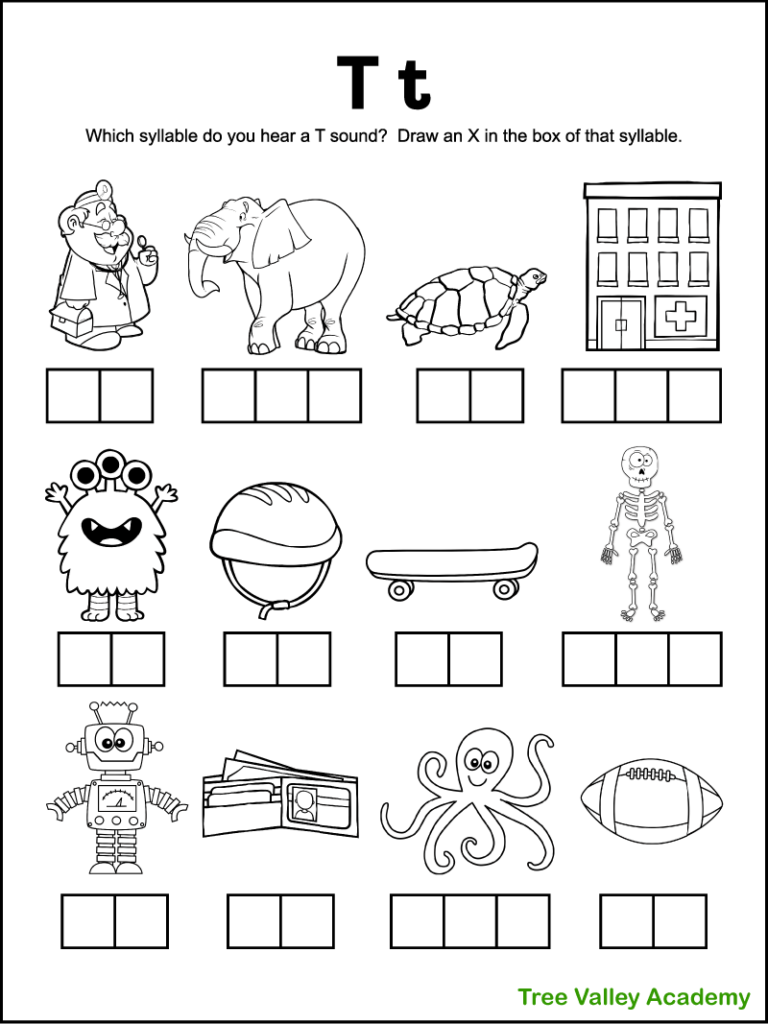 letter t sound worksheets tree valley academy