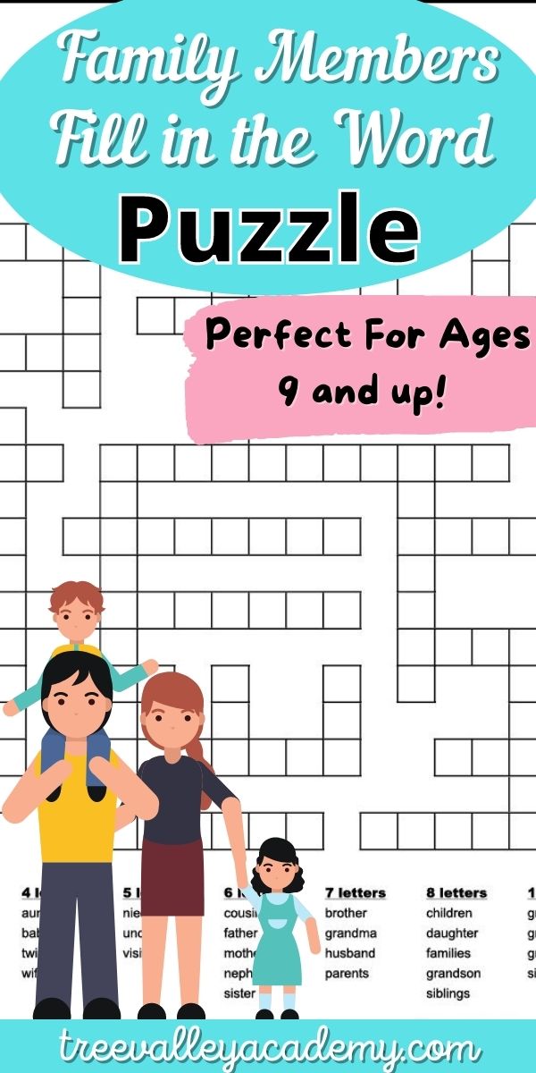 Family Members Fill In Word Puzzle for Kids - Tree Valley Academy