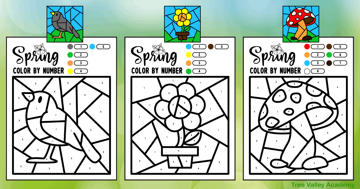 Free Spring Color by Number Easy Printables - Kindergarten  Kindergarten  coloring pages, Printables free kids, Kindergarten colors