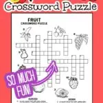 A printable fruit crossword puzzle for kids. There's 8 image clues and 5 word clues for kids to solve. The image are black and white and can be coloured by kids if they wish.