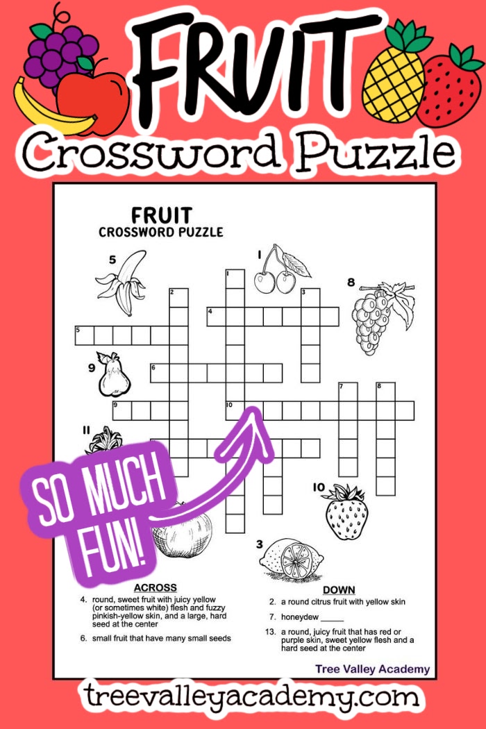 Fruit Crossword Puzzle for Kids Tree Valley Academy Fruit Crossword Puzzle for Kids Tree Valley Academy
