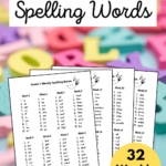 Grade 1 spelling words with 32 weekly spelling lists. The free printable 1st grade spelling lists can be printed on 4 pages.