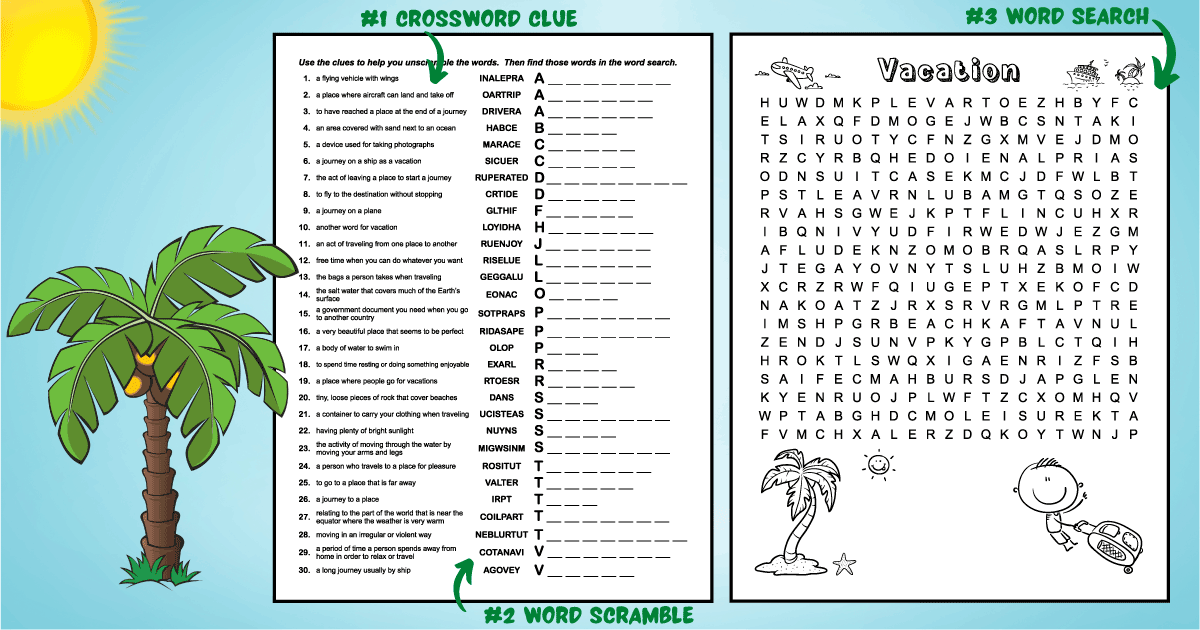 free printable vacation word puzzle for kids tree valley academy