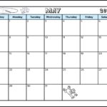 A full letter sized landscape orientation printable calendar for the month of May 2023. Images of a lily pad, lotus flower, and jumping frog decorate the calendar. There's a space at the bottom where you can write notes.
