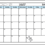 A full letter sized landscape orientation printable calendar for the month of May 2023. Images of a lily pad, lotus flower, and jumping frog decorate the calendar. There's a space at the bottom where you can write notes.