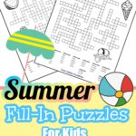 Printable summer fill in puzzles for kids.