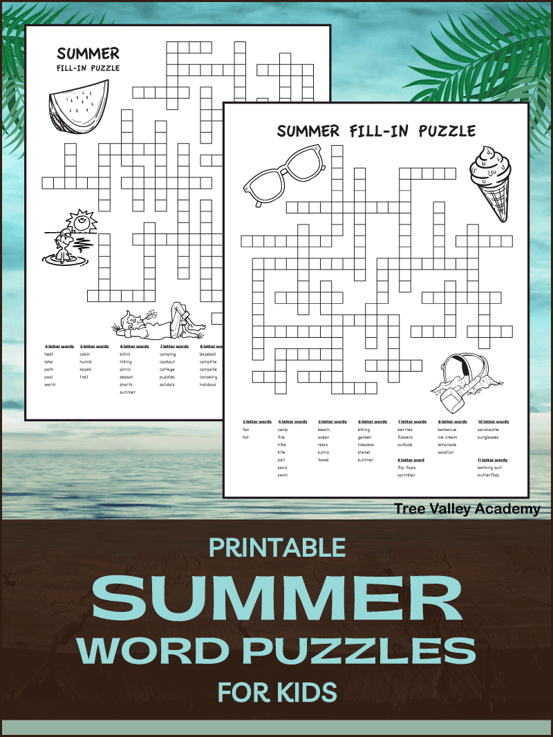 Fun Summer Fill In Puzzles For Kids