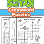 3 printable black and white back to school crossword puzzles for kids. Most of the clues are in words, but each puzzle has some picture based clues.