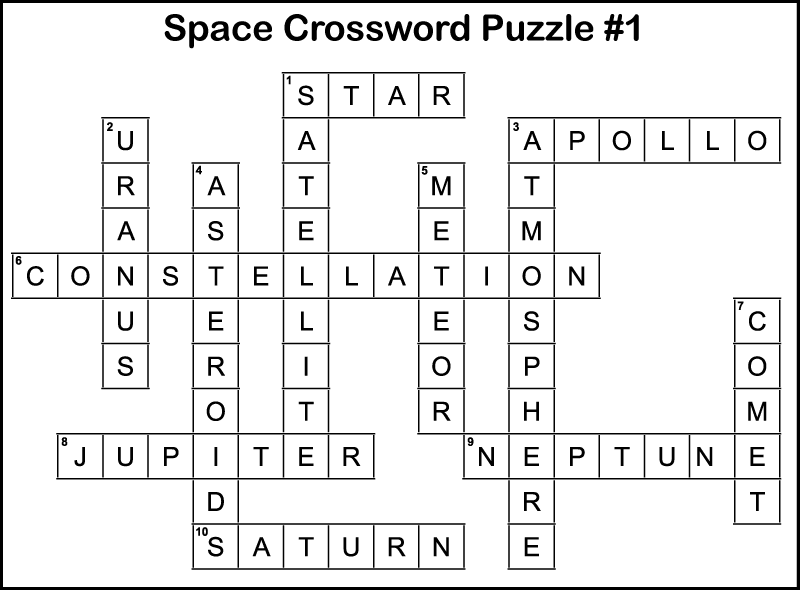 Space crossword puzzle #1 answer key.