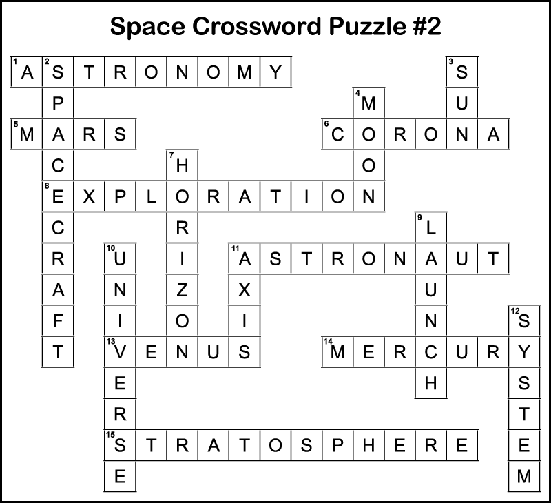 Space crossword puzzle #2 answer key.