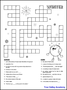 Printable Winter Crossword Puzzles for Kids - Tree Valley Academy