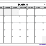 A black and white printable calendar for the month of March 2023. The full page monthly calendar is to be printed on a letter sized paper landscape orientation.