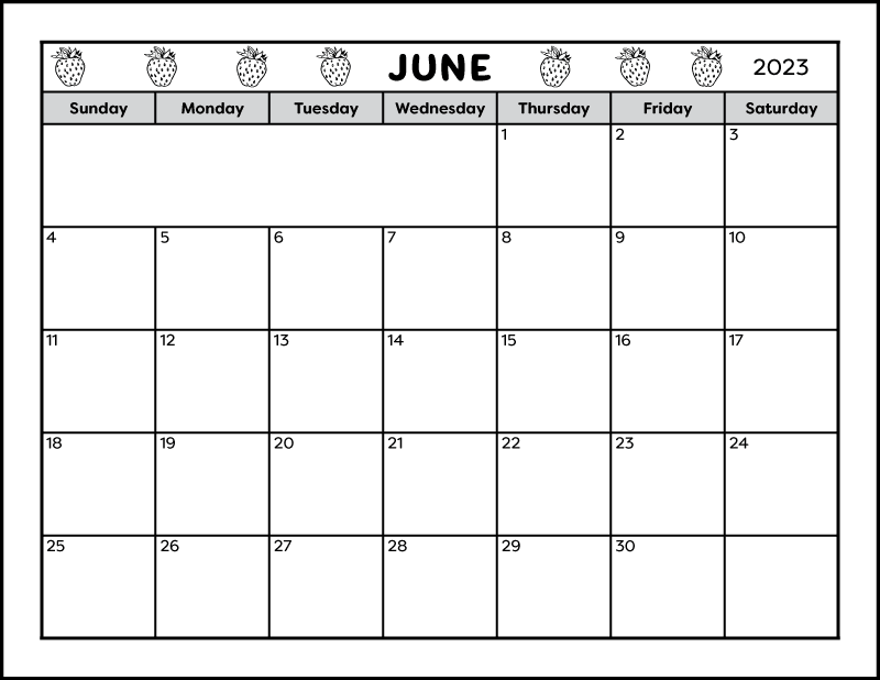 Calendar Worksheet for June 2023 - Tree Valley Academy