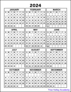 2024 Printable One Page Calendar & Kids Calendar Worksheets