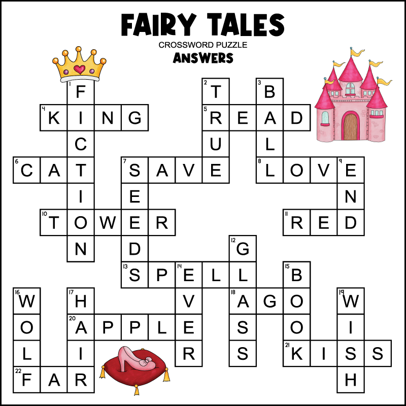 A 2nd grade fairy tales crossword puzzle answer key.