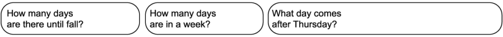 3 questions in the 4th row of the 2nd grade September calendar worksheet
