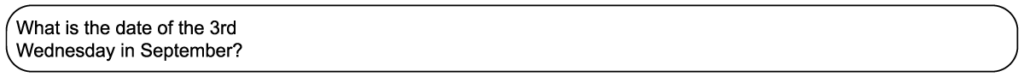 The calendar questions in row 8 of the 2nd-grade September calendar worksheet