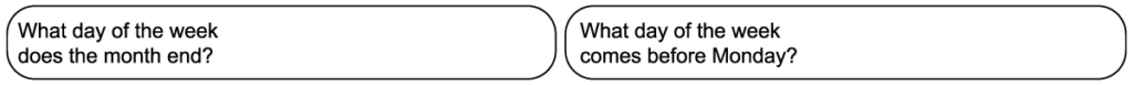 Two questions in row 9 of the 2nd grade September calendar worksheet.