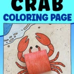 Free printable 3D crab coloring page craft for kids showing the finished colored crab with a 3D body.
