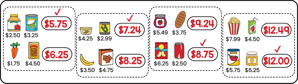 Answer key for 3rd grade money worksheet comparing grocery costs to find the cheaper pair