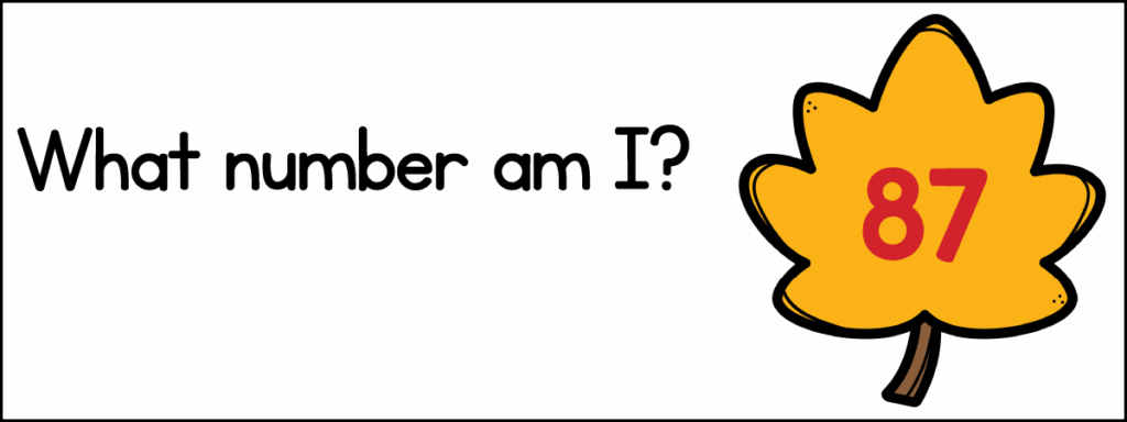 Answer key for the fall Guess the Number rounding riddle showing the answer 87