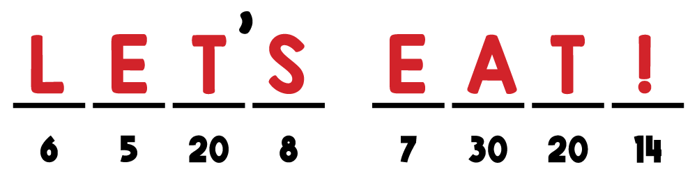 Answer key for the free printable 3rd grade summer math worksheet revealing the secret message "Let's Eat!"