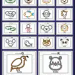 All 26 printable animal-themed alphabet tracing playdoh mats from A to Z, each with uppercase letter tracing and a matching animal.