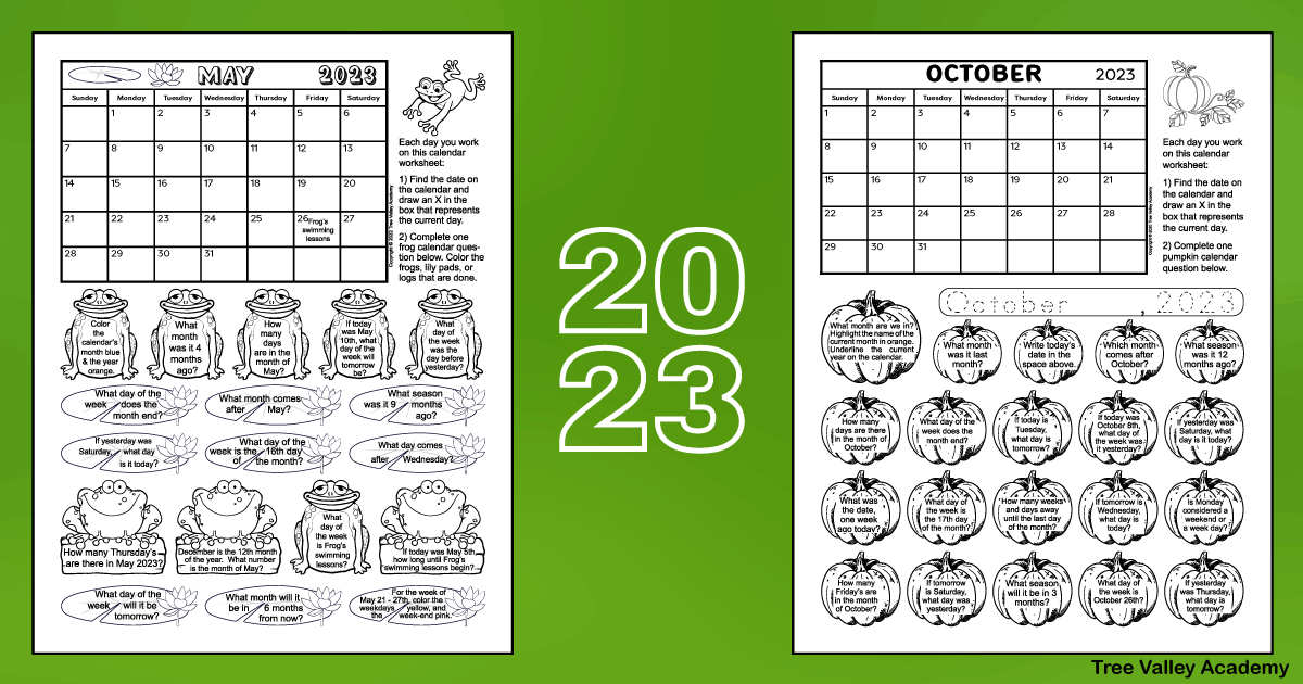 2024 Printable One Page Calendar & Kids Calendar Worksheets