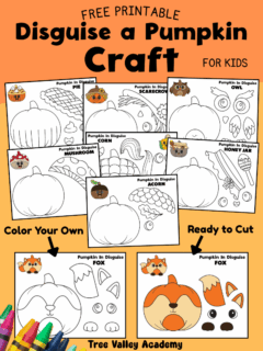 Free printable disguise a pumpkin craft with 8 pumpkin disguise templates and color-your-own and pre-colored options