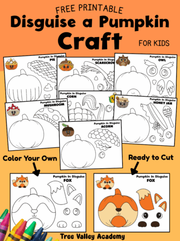 Free printable disguise a pumpkin craft with 8 pumpkin disguise templates and color-your-own and pre-colored options