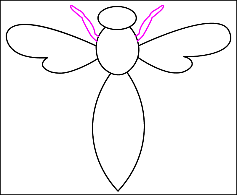 Draw 2 short legs from the wasp's thorax. The 2 legs should not go too far past its head.