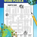 Free black and white printable Earth Day word puzzle. It looks like a crossword puzzle except instead of definitions the puzzle's words are given. The challenge is fitting all the words into the puzzle. There are 35 Earth Day words to fit in the puzzle. The words are grouped by the amount of letters in each word from 4 letter words to 13 letter words. The puzzle is decorated with Earth Day images kids can color.