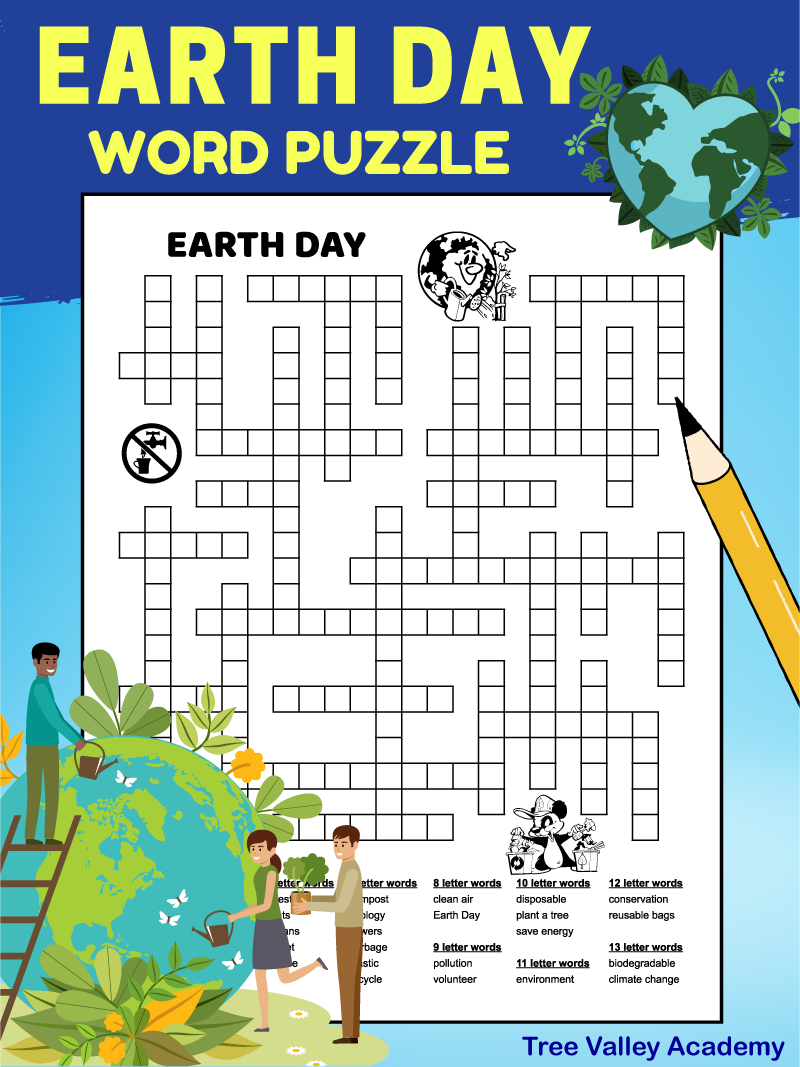 Earth Day Crossword Puzzle Printable Prntbl concejomunicipaldechinu 