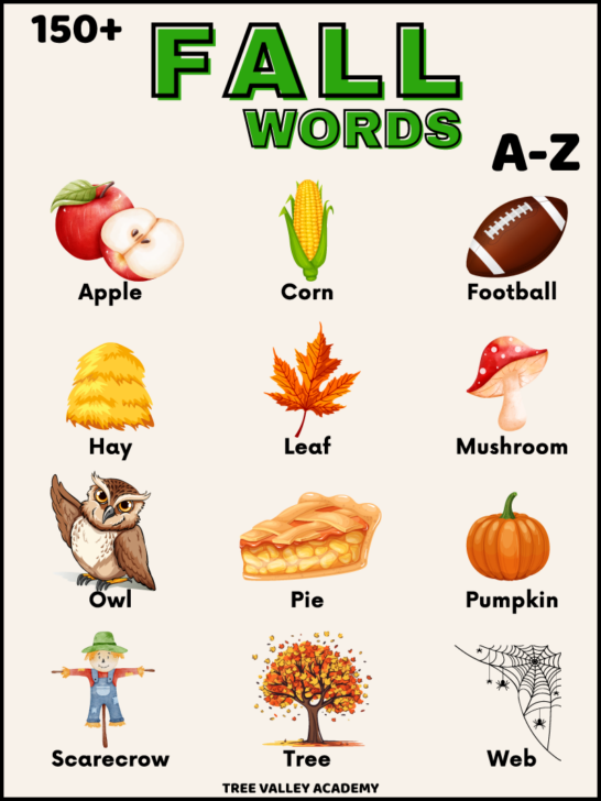 150+ Fall Words from A to Z Tree Valley Academy