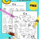 Free letter C sound worksheets. There are 2 black and white letter C sound worksheets. The first page has 21 pictures and kids need to color the images that begin with a C sound. The other printable has 12 images on it with boxes underneath each image, representing the syllables of each word. Kids are asked to draw an X in the box of the syllable that they hear a C sound.