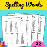 32 weekly lists of grade 1 spelling words. The lists are on 4 printable pages.