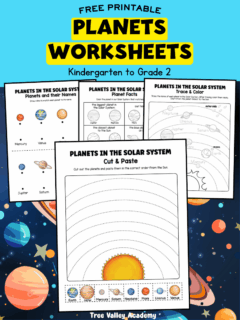 free printable kindergarten planets worksheets solar system activities for kids including tracing matching and cut and paste