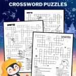 Free printable winter crossword puzzles for kids.
