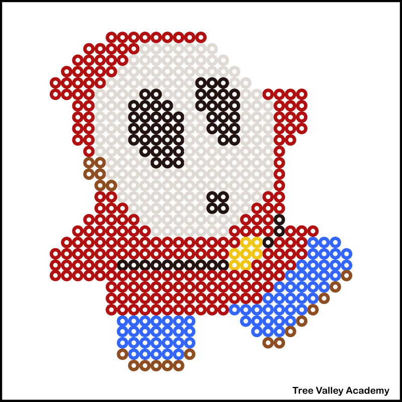 A printable Perler bead pattern for Shy Guy in Super Mario Bros.