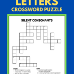 A 3rd grade silent letters crossword puzzle. The black and white printable puzzle has 14 clues for kids to solve.