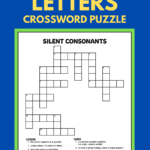 A 3rd grade silent letters crossword puzzle. The black and white printable puzzle has 14 clues for kids to solve.