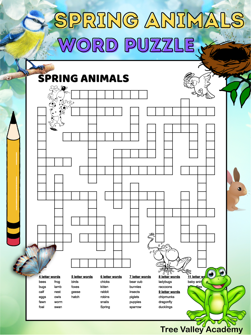 Printable Animal Spelling Puzzles