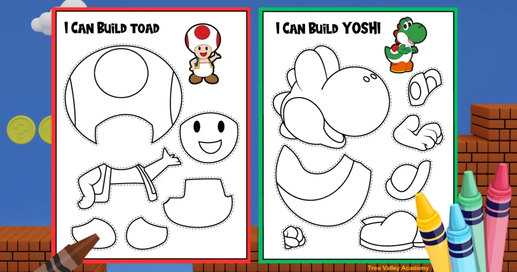 Super Mario Coloring Pages & Paper Crafts - Tree Valley Academy