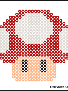 Perler bead pattern for a Super Mushroom in Super Mario Bros