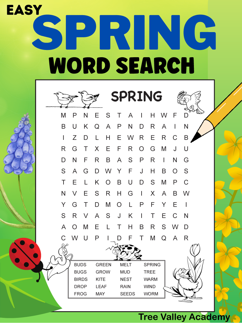 Spring Word Search 1st Grade - Tree Valley Academy